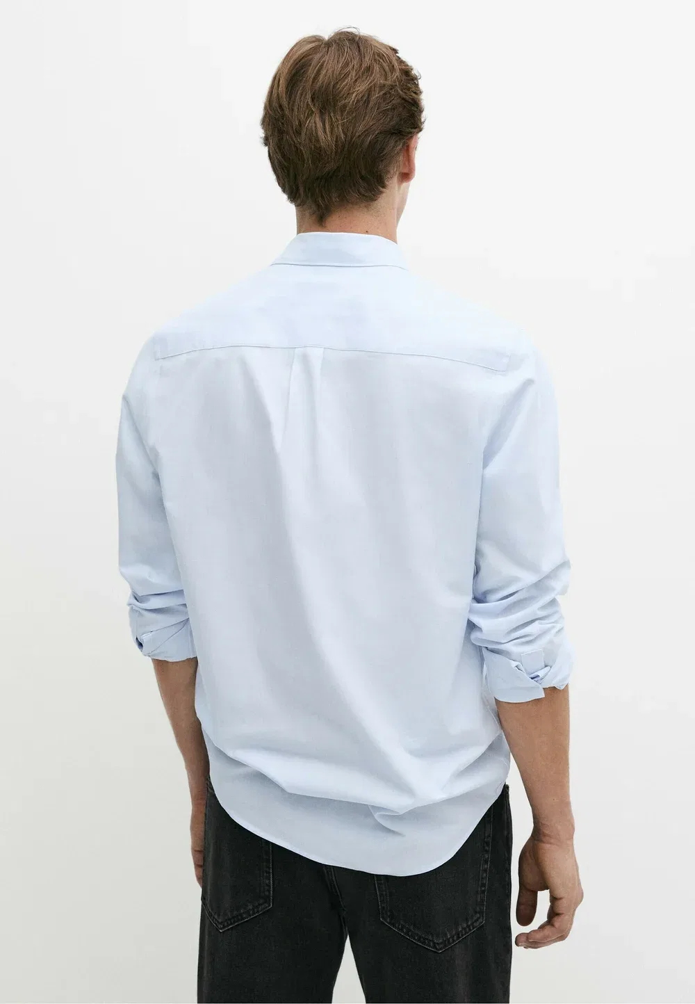 Рубашка из 100% хлопка, стандартного кроя Massimo Dutti, Light Blue — фото 3