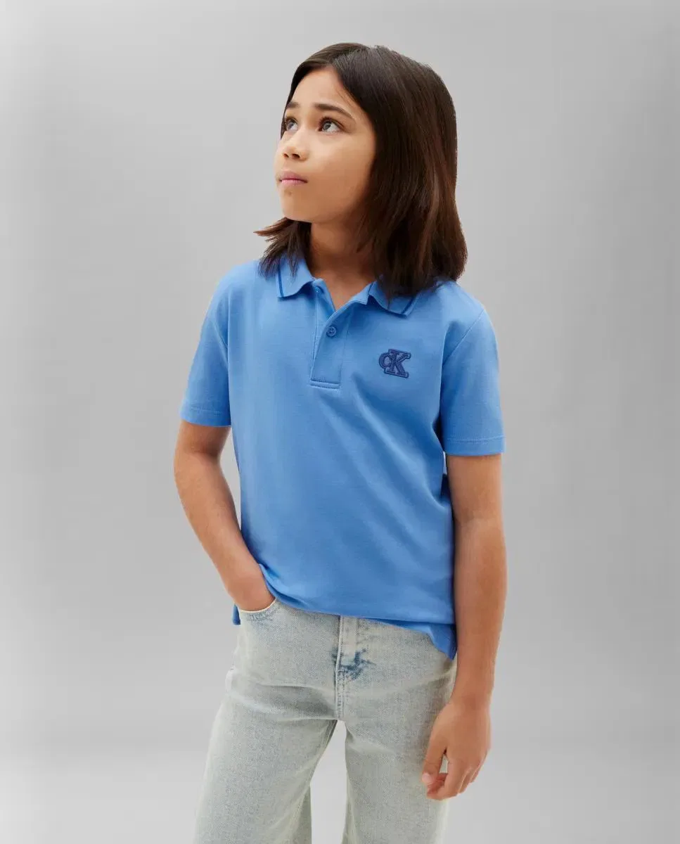 Детское поло для мальчиков хлопковое с контрастными элементами Calvin Klein, Azul