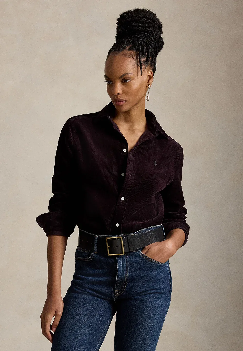 Спортивная рубашка - блузка на пуговицах Polo Ralph Lauren, Midnight Merlot