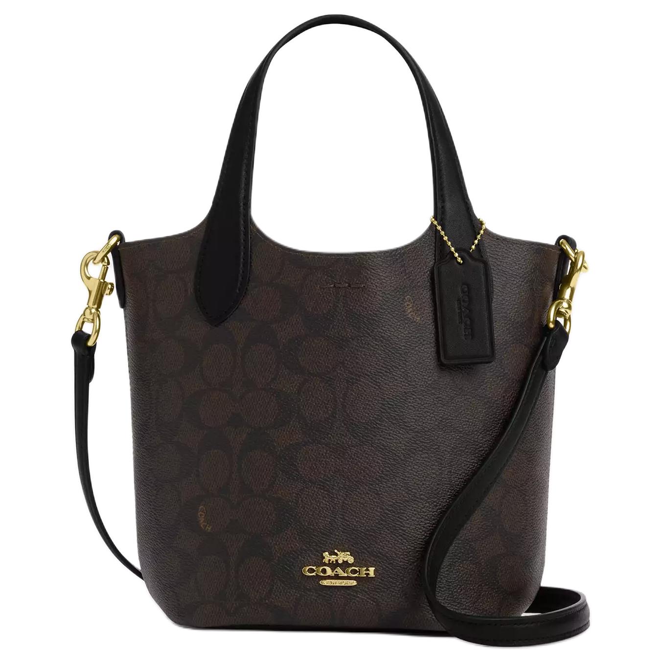 

COACH Ханна искусственная кожа сумка через плечо ведро малый размер женский грецкий орех