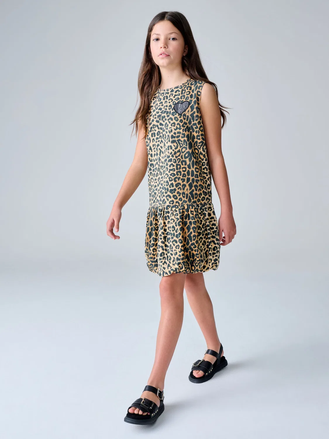 Платье джинсовое с принтом леопард, модель Bubble Hem smALLSAINTS, Leopard — фото 3