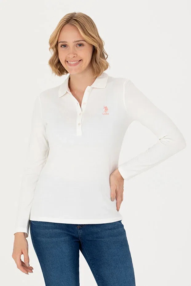 Женские свитшот с поло-воротником U.S. Polo Assn., Ecru — фото 3