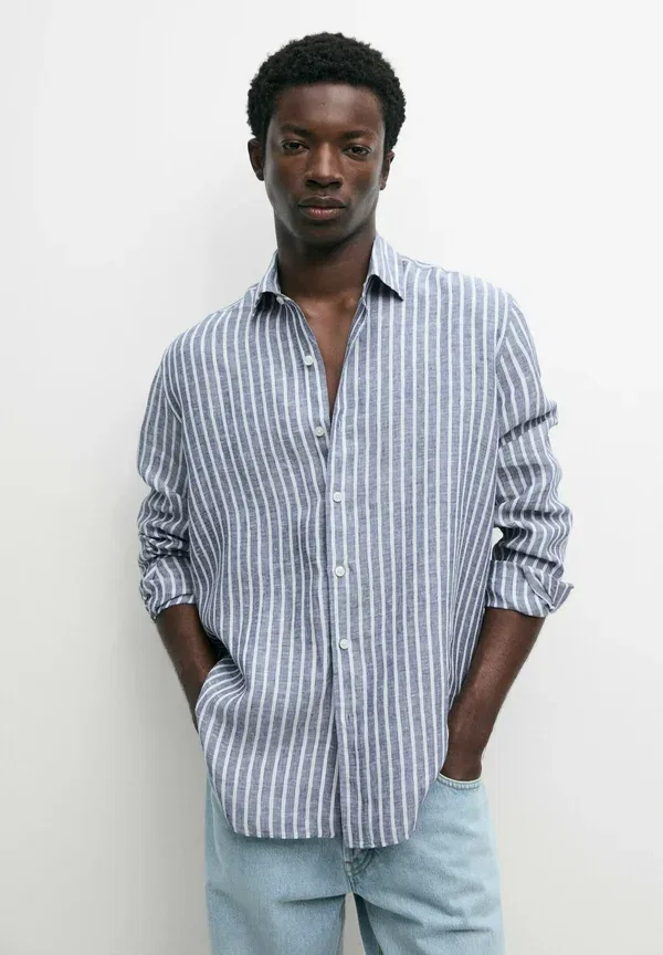 Рубашка из льна Shirt Massimo Dutti, синий