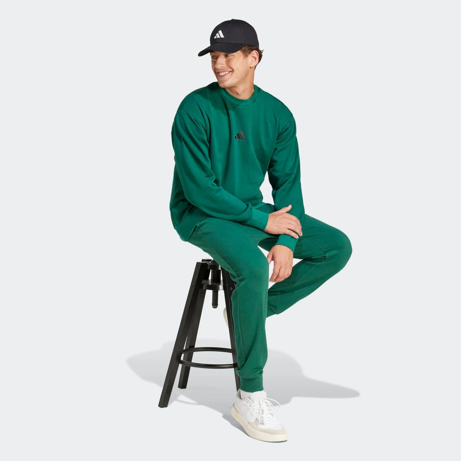 Мужской хлопковый свитшот Adidas, Green — фото 3