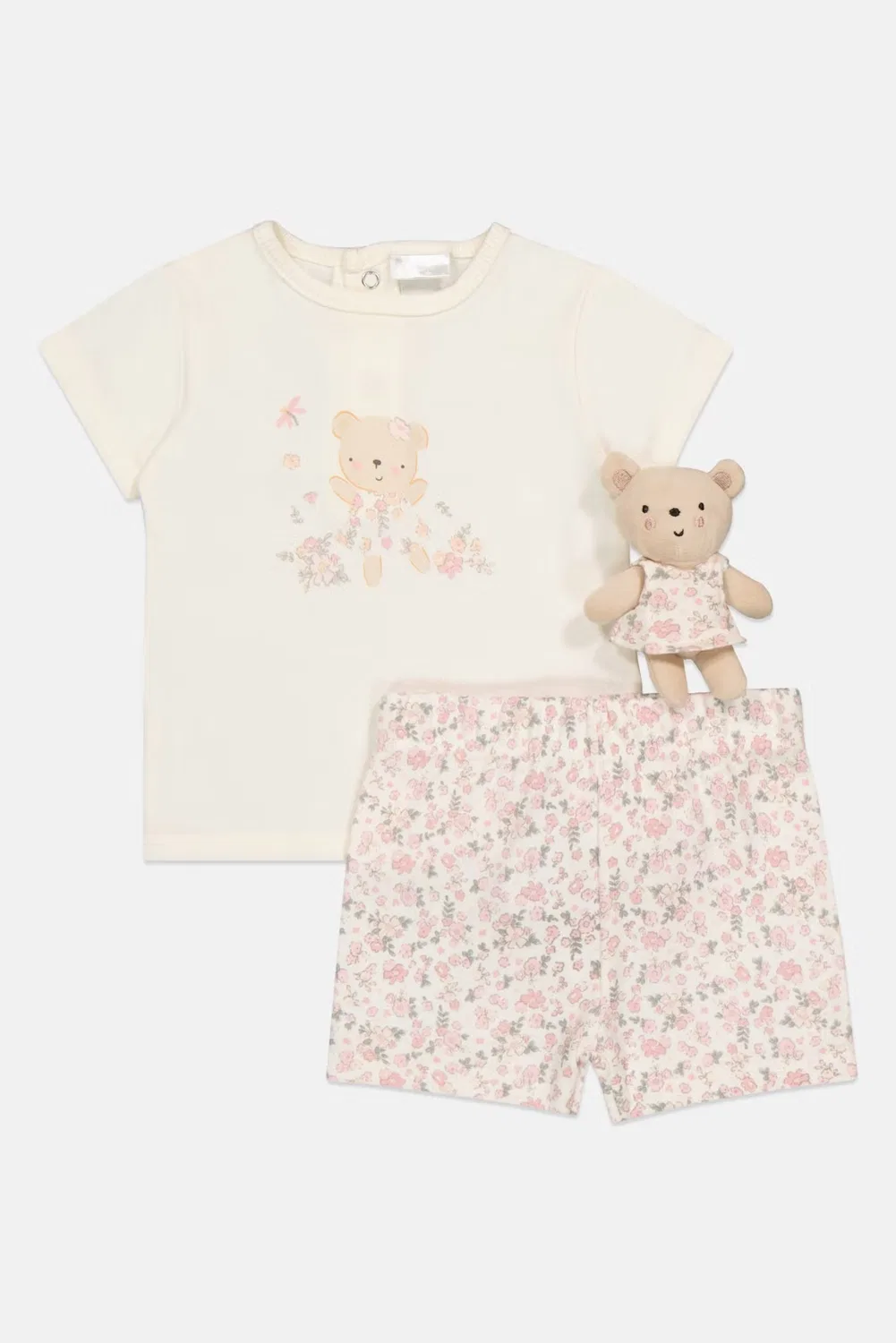 Комплект футболки и шортов с принтом с мягкой игрушкой Rock-A-Bye Baby Boutique, разноцветный — фото 4