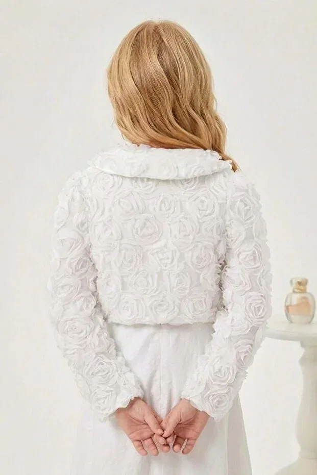 Детское болеро для девочек с принтом Luvia Lase Detail Mnk Baby&Kids, White — фото 3