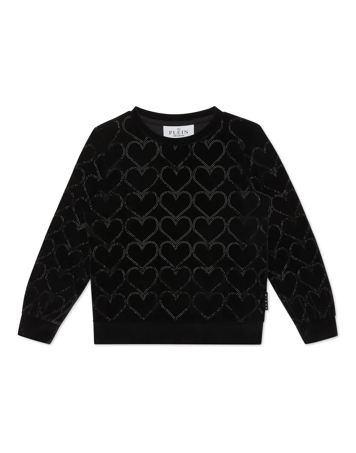 Детский свитшот с длинным рукавом с отделкой Heart PHILIPP PLEIN, черный