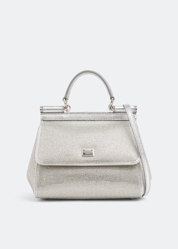 

Сумка DOLCE&GABBANA Kim Sicily small top-handle bag, серебряный, Серый, Сумка DOLCE&GABBANA Kim Sicily small top-handle bag, серебряный