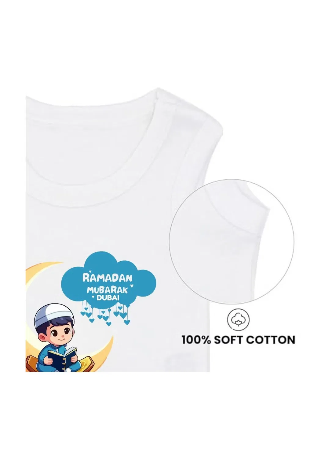 Боди-комбинезон без рукавов с принтом My First Ramadan Dubai Printshop4Me, белый — фото 3