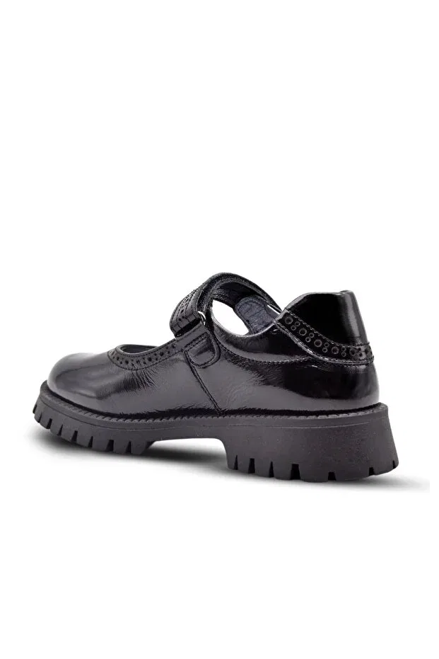Детские туфли для девочек из натуральной кожи Glee black patent leather Kids A More, Black — фото 4