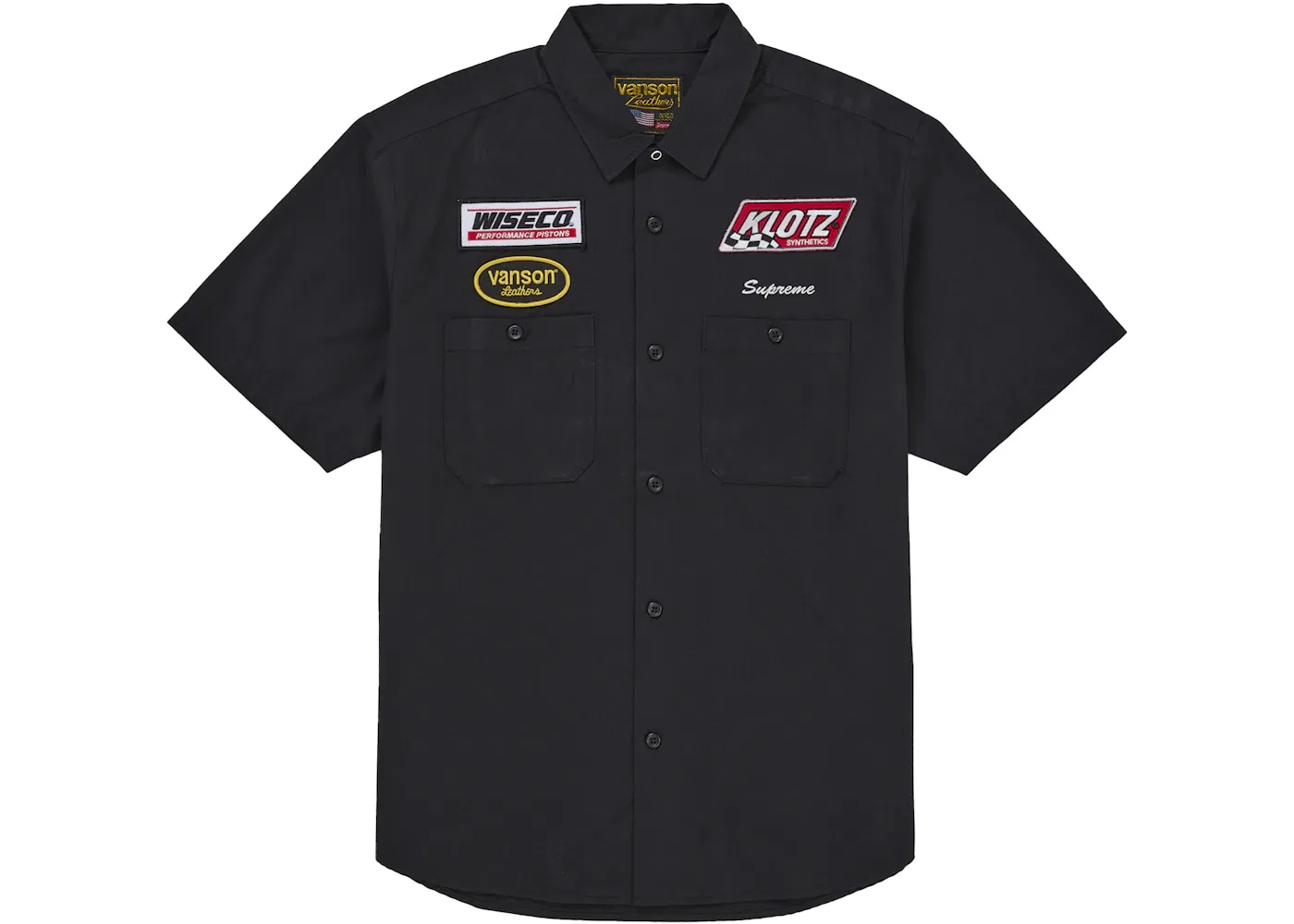 Мужская рабочая рубашка с коротким рукавом Supreme Vanson Leathers S S Work Shirt, Black