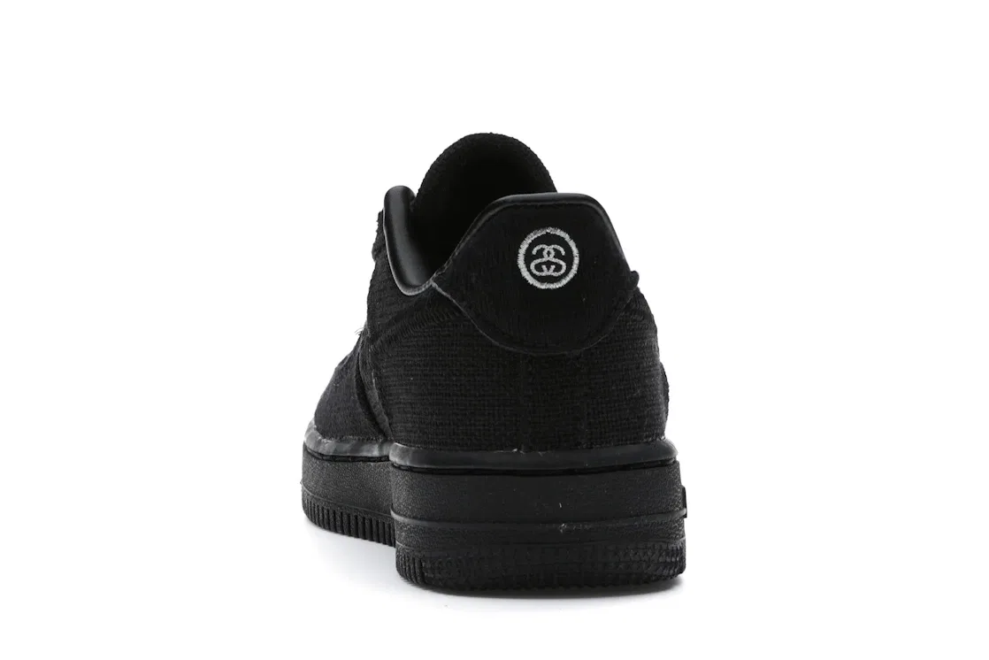 Детские кроссовки Lifestyle с брендовым логотипом Nike Air Force 1 Low Stussy Black, Black/Black/Black — фото 4