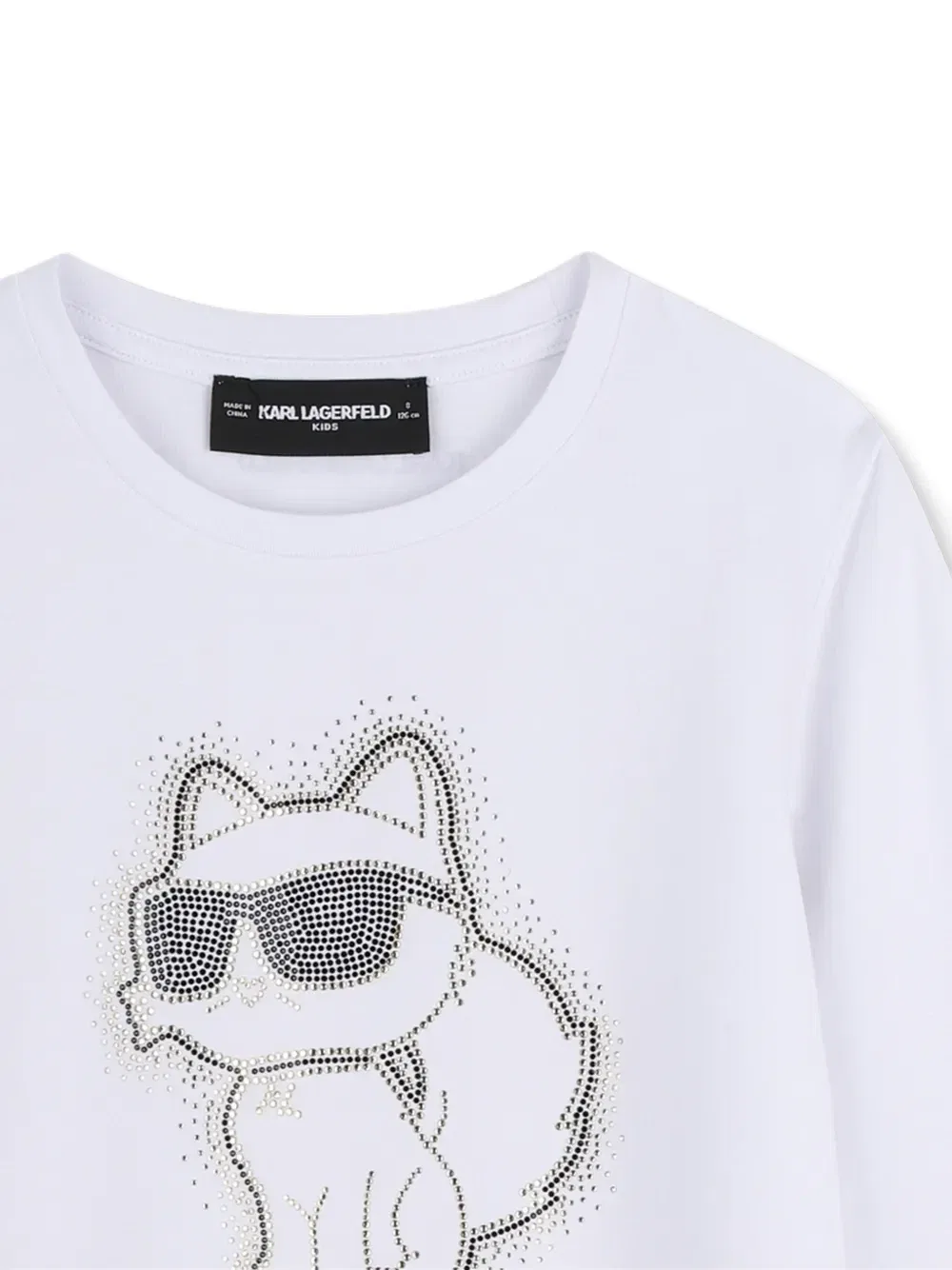 Футболка Choupette с длинными рукавами и стразами Karl Lagerfeld Kids, белый — фото 3