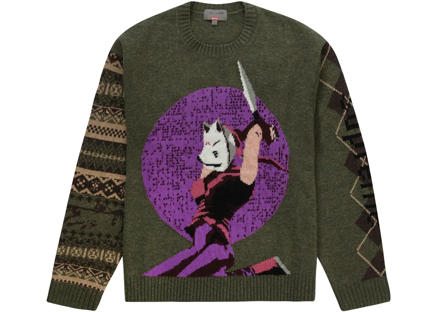 Мужской свитер с логотипом Yohji Yamamoto TEKKEN Supreme, Olive