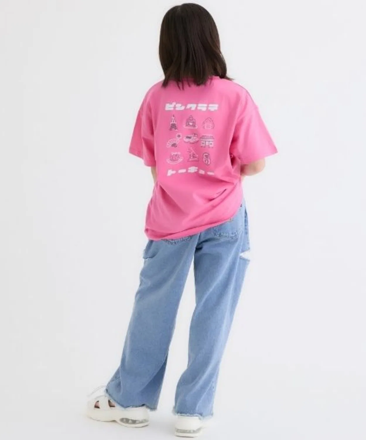 Детская футболка с вышивкой Pink Latte Tokyo Big Tシャツ PINK-latte, Off White — фото 3