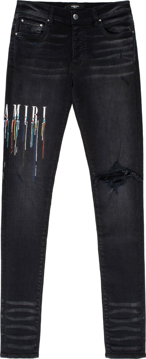 

Джинсы Amiri Paint Drip Logo Jean 'Aged Black', черный