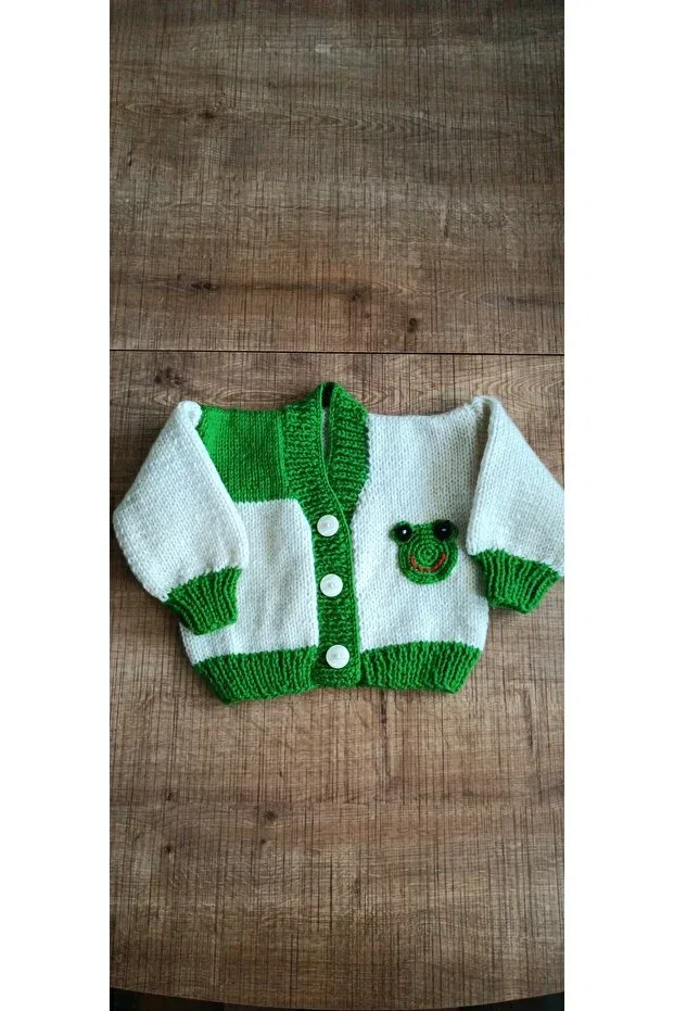 Детский кардиган ручной вязки El Örgüsü Cici Bebe, Green