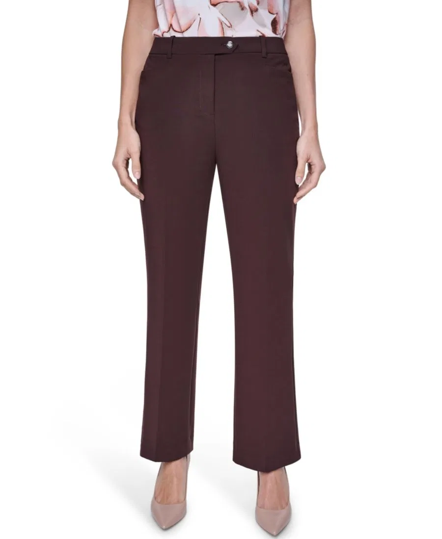 Женские брюки прямого кроя со средней посадкой Calvin Klein, Coffee Bean