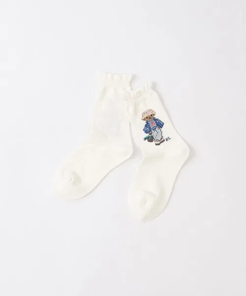 Детские носки с принтом Blueberry Bear POLO RALPH LAUREN, Off White