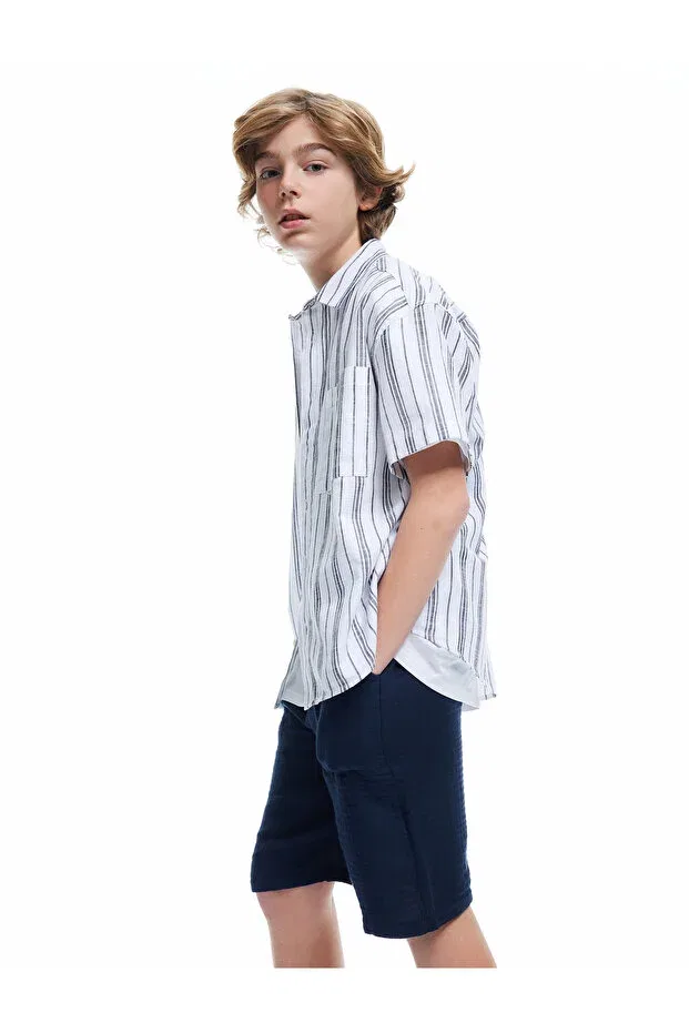 Детские шорты для мальчиков хлопковые Basic shorts with cotton waist lace pocket detail Koton, Navy Blue