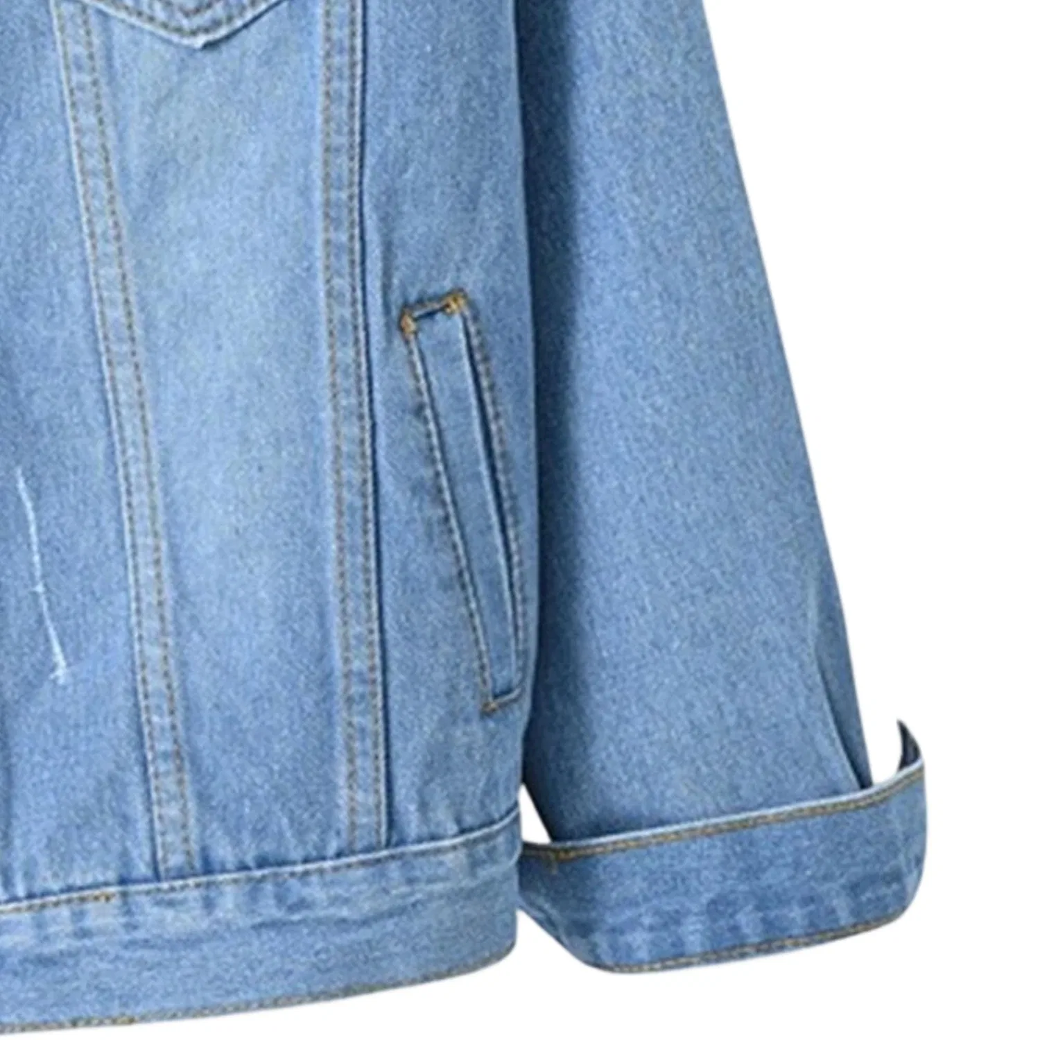 Женская джинсовая куртка с длинным рукавом, модель trucker, Denim chiaro — фото 4