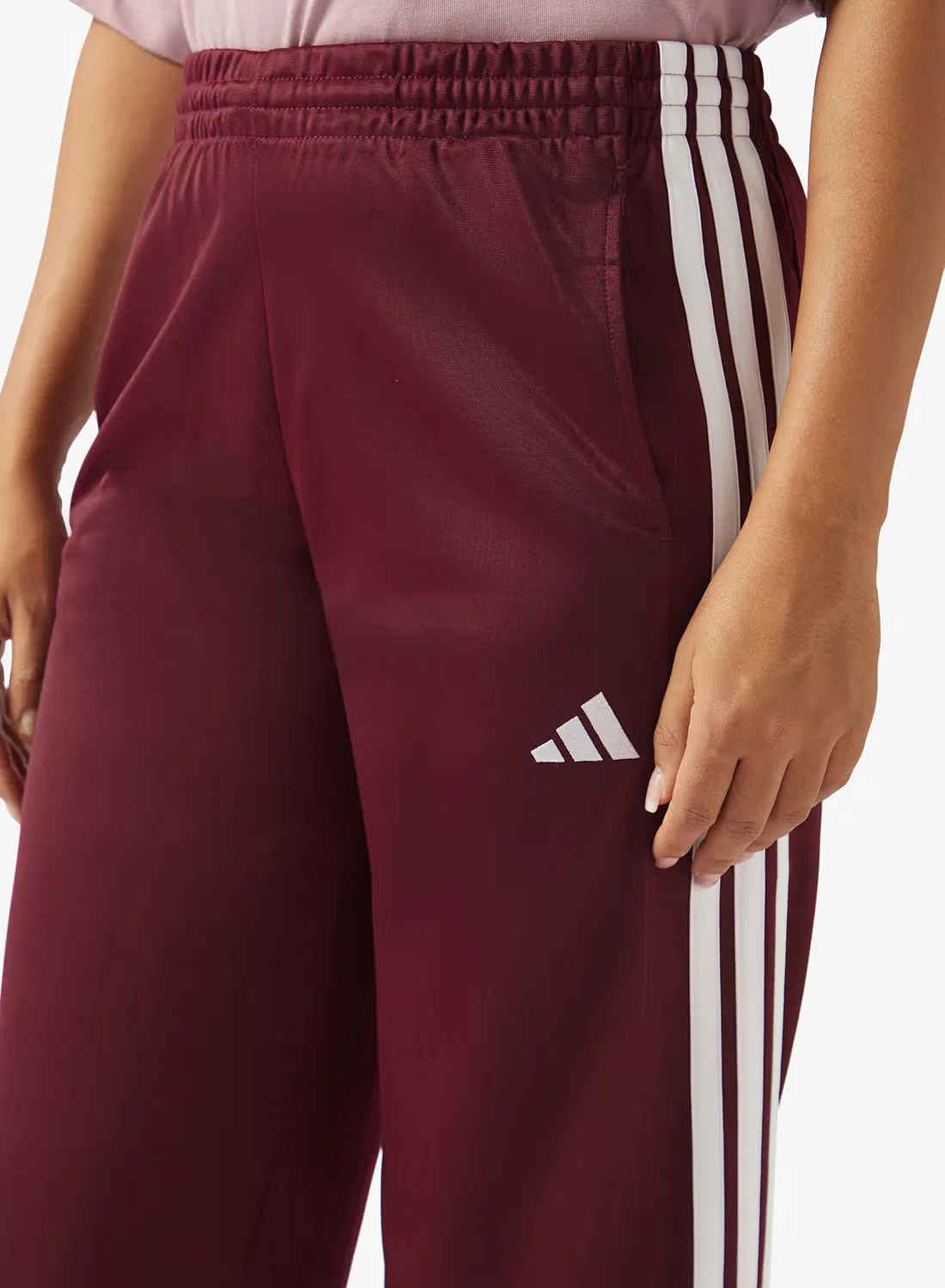 Брюки широкие с высокой посадкой Dayready Adidas, бордовый — фото 4