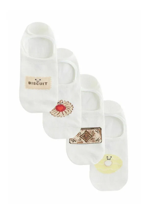Носки 4 пары Biscuit motif invisible socks Next, white, белый