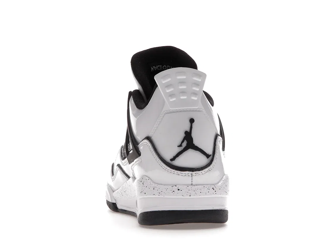 Детские кроссовки для школьников с дизайном DIY Jordan 4 Retro, White/Black-Volt — фото 4
