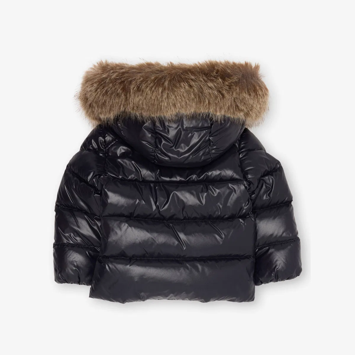 Пуховая куртка с капюшоном, размер 9 месяцев - 3 года Moncler, темно-синий — фото 3