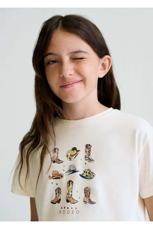 Детская футболка для девочек с принтом Summer girl's printed tshirt Mayoral, Nude Color