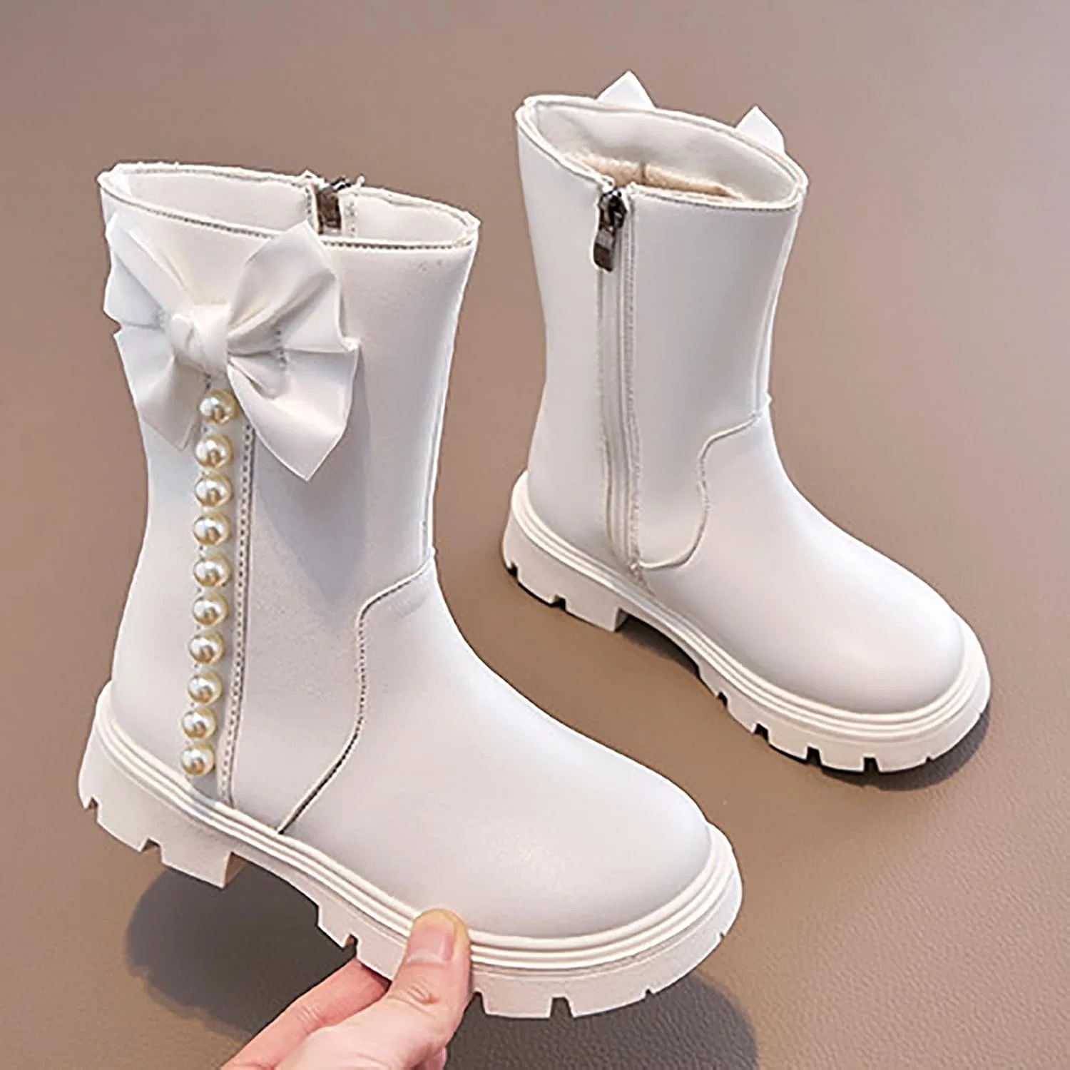 Детские сапоги для девочек с принтом, модель Girls Mid Calf Cowgirl Boots, White — фото 2