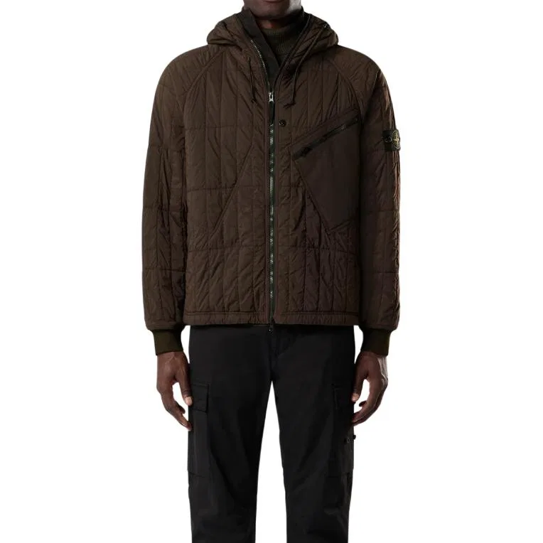Мужское пальто-пуховик с капюшоном Модель FW26 Puffer Jackets STONE ISLAND, Coal Gray — фото 4