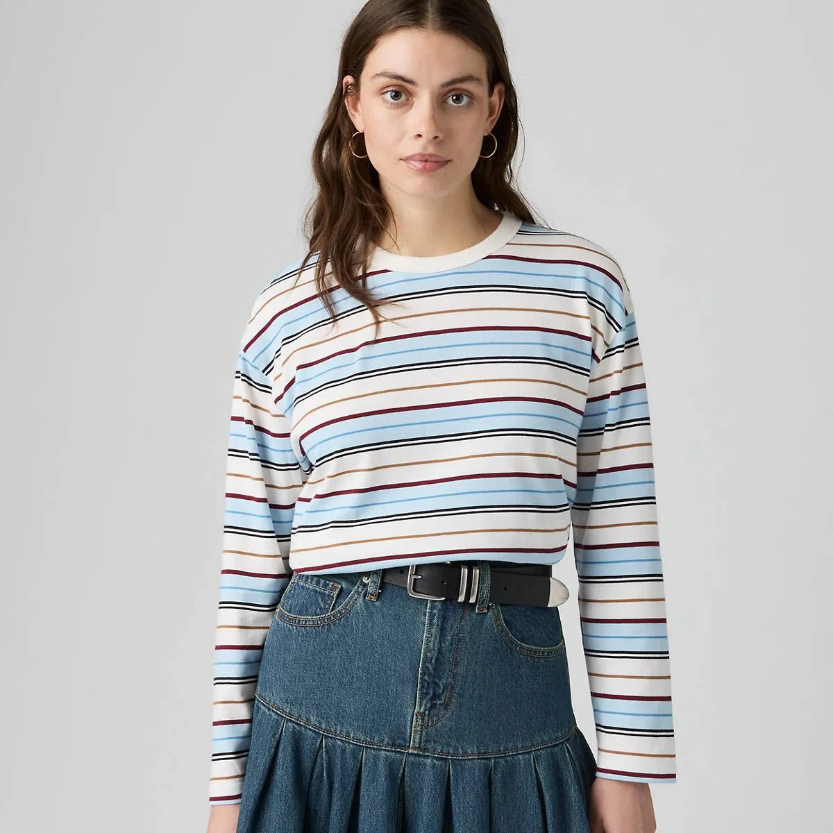 Винтажная футболка с длинными рукавами Levi's, Wednesday Stripe Egret - Multi-Color