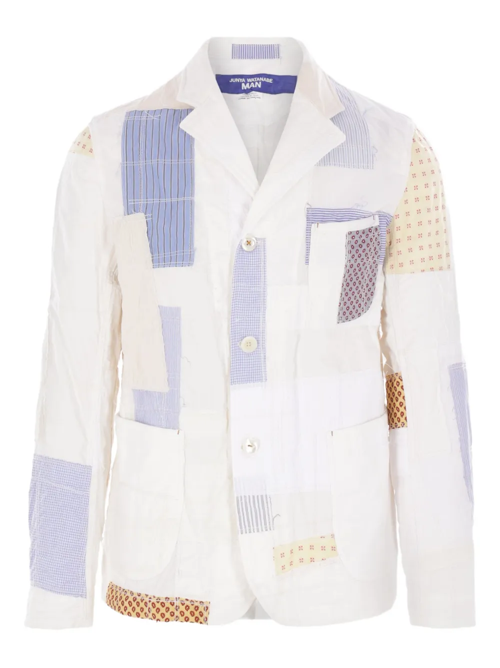 

Однобортный блейзер в стиле пэчворк Junya Watanabe MAN, белый
