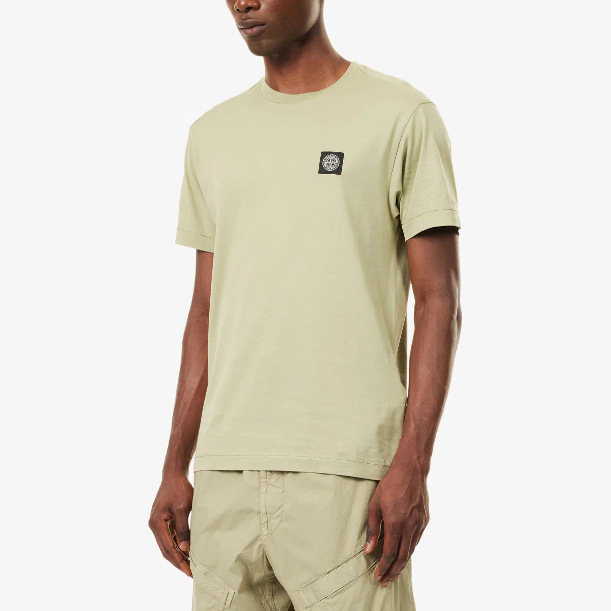 Хлопковая футболка с фирменной нашивкой Stone Island, зеленый — фото 3