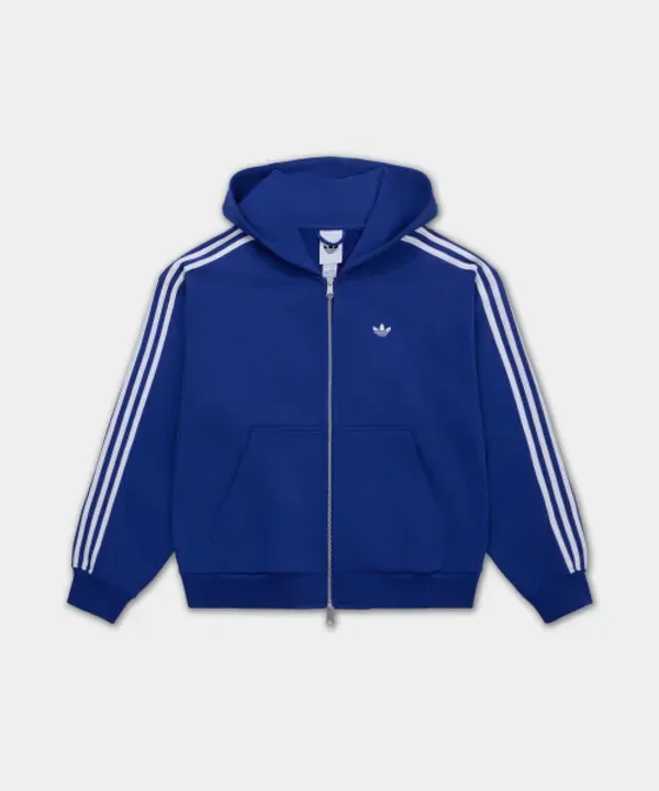 Худи на молнии, логотип, Adidas, королевский синий/белый