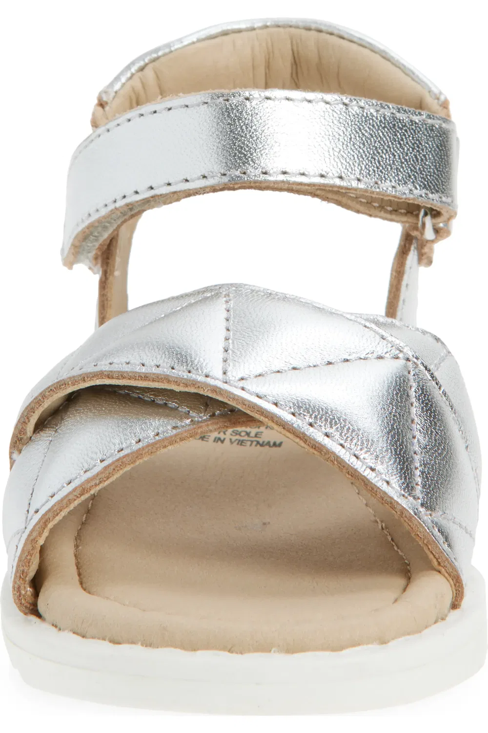 Детские сандалии на липучке с пуховым стеганым верхом Puff Pop OLD SOLES, Silver/Snow — фото 4