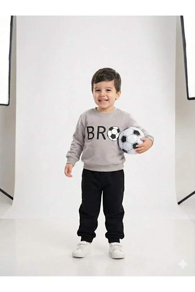 Детский комплект спортивного костюма для мальчиков с вышивкой Basics Tinytrends, Gray