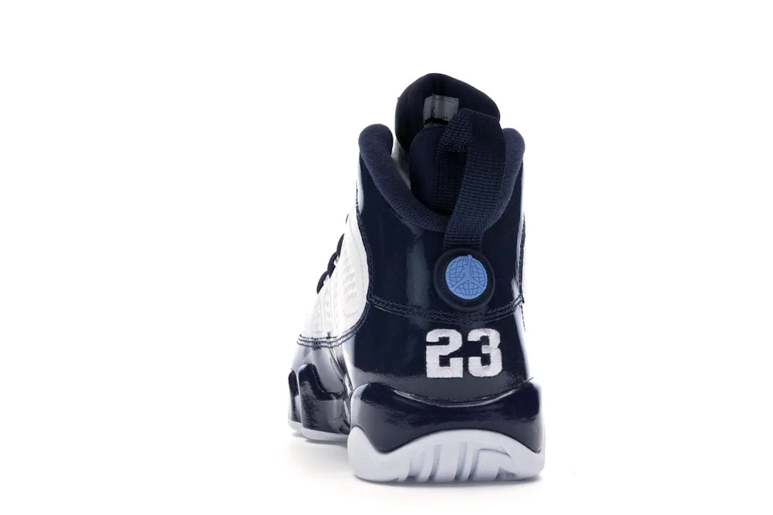 Детские кроссовки Lifestyle с дизайном Jordan 9 Retro Jordan, White/University Blue-Midnight Navy — фото 4