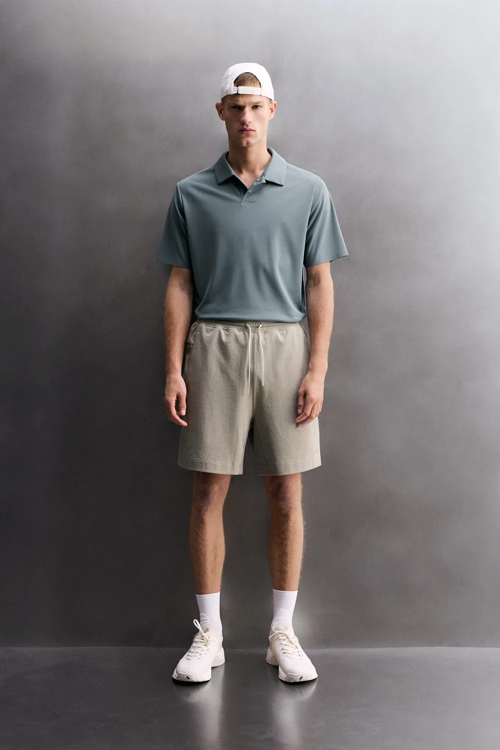 9-дюймовые тренировочные шорты из хлопковой смеси ZARA, Stone