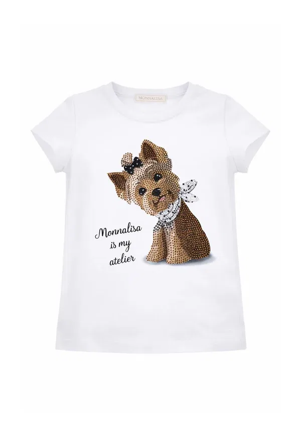 Футболка с животными Print T-shirt Monnalisa white, белый