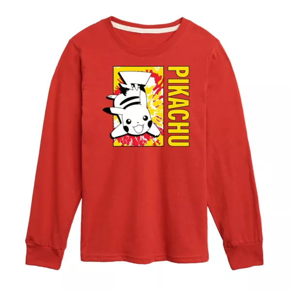 

Футболка с длинным рукавом Pokemon tie-dye Pikachu для мальчиков 8-20 лет Licensed Character, красный