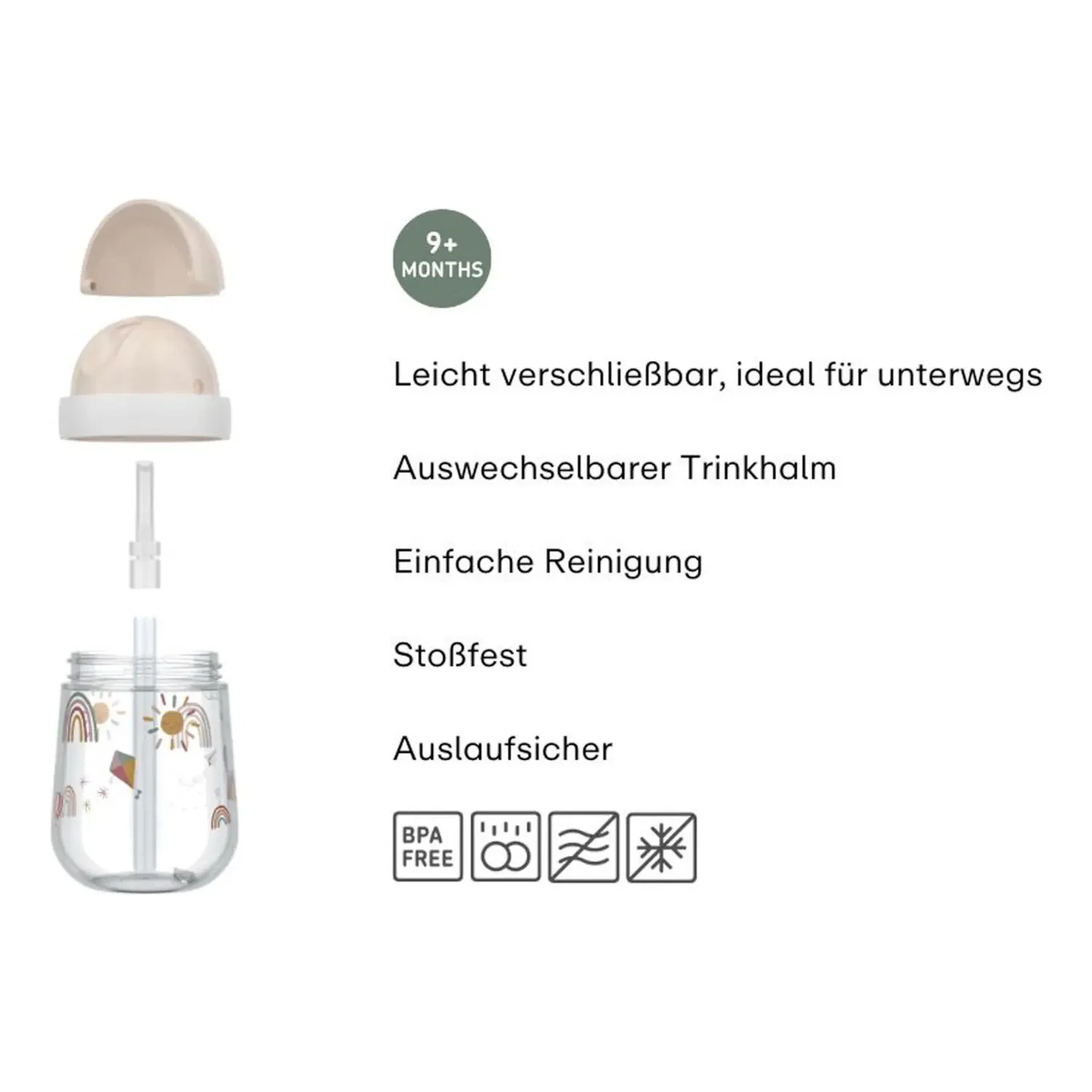 Детский поильник с трубочкой 300 мл Mio Mepal, Sunshine & Rainbow — фото 2