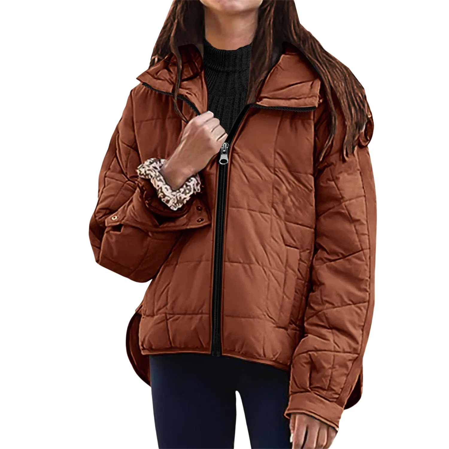 Женская стеганая куртка oversize с утеплителем, Marrone