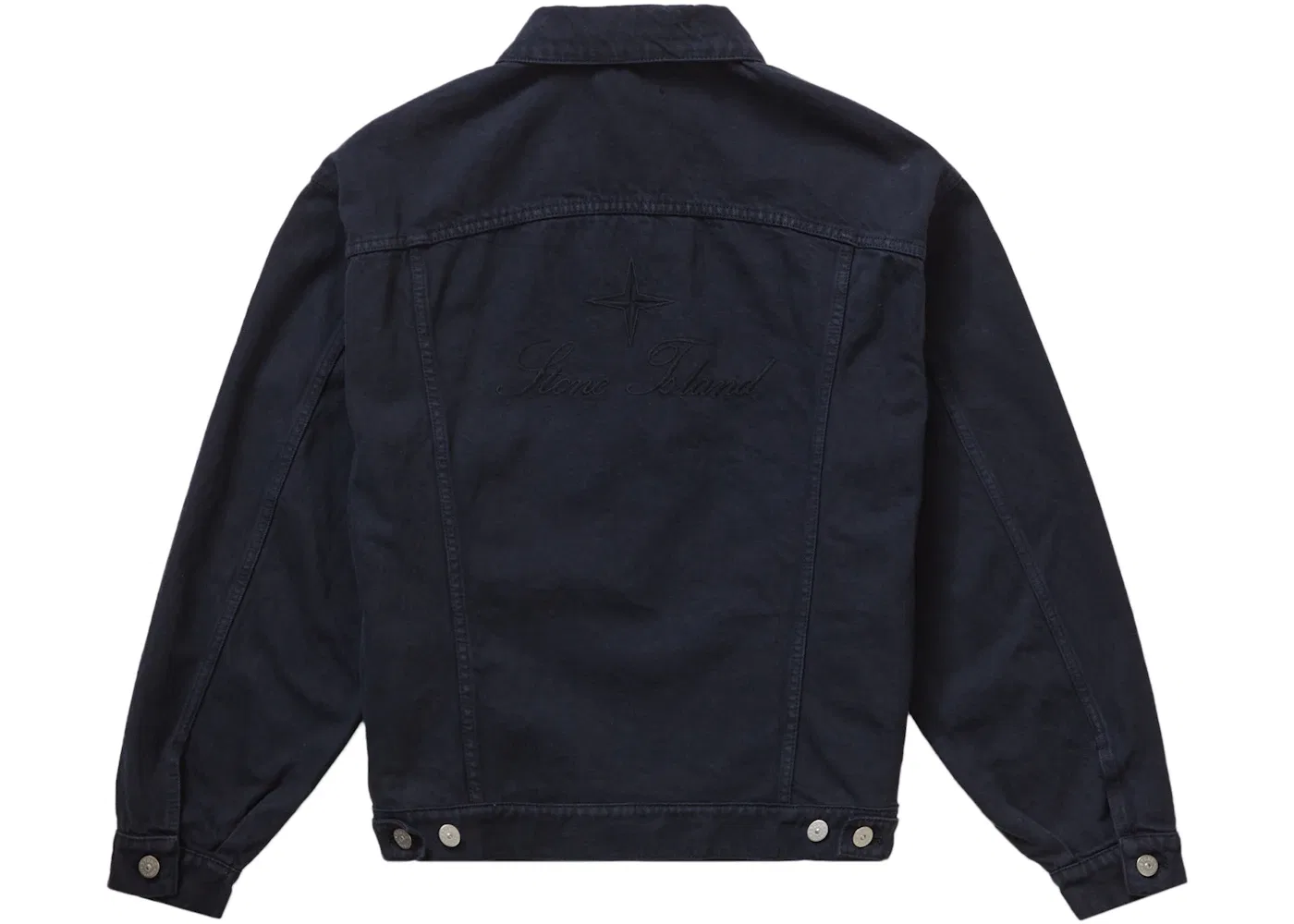 Мужская куртка-джинсовка с принтом Supreme Stone Island Denim Trucker Jacket, Navy — фото 2