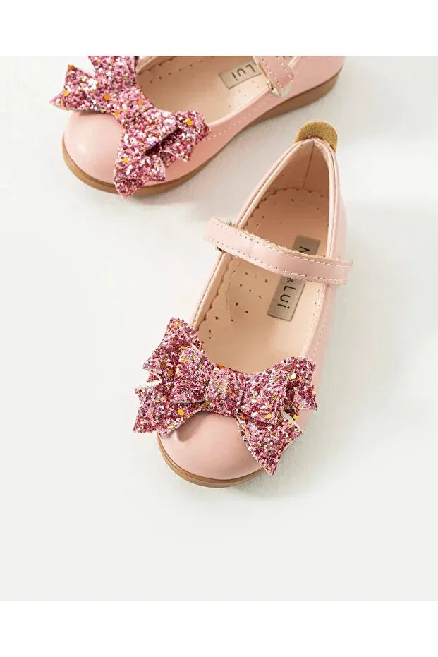 Детские балетки для девочек с бантом Işıltılı bow detail kids ballet flats Mia Lui, Pink