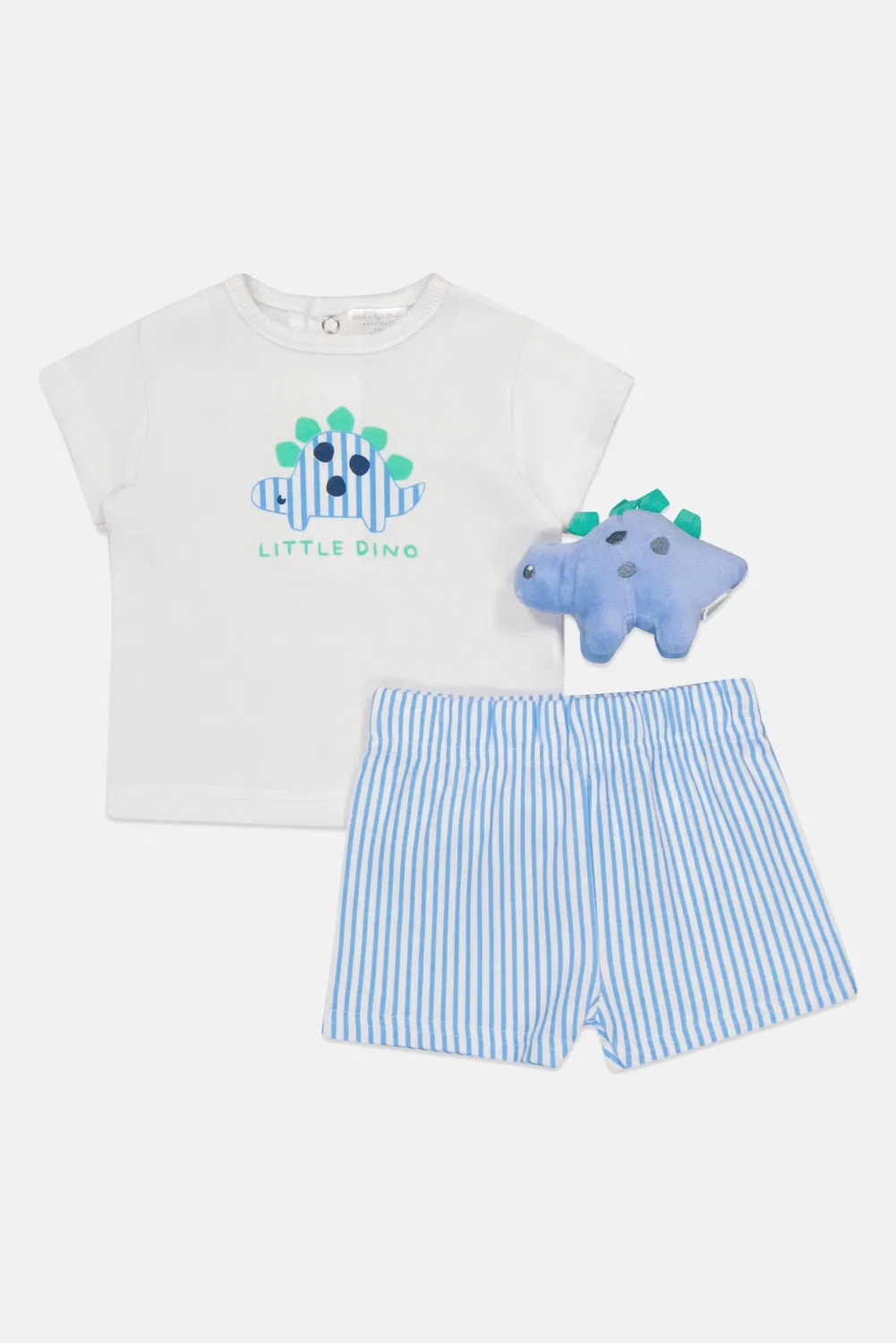 Комплект с принтом из футболки шорт и плюшевого динозавра Rock-A-Bye Baby Boutique, разноцветный — фото 4