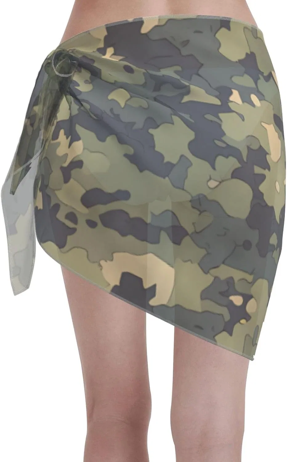 Женская пляжная накидка-парео с принтом кактуса, Green Black Camouflage — фото 2