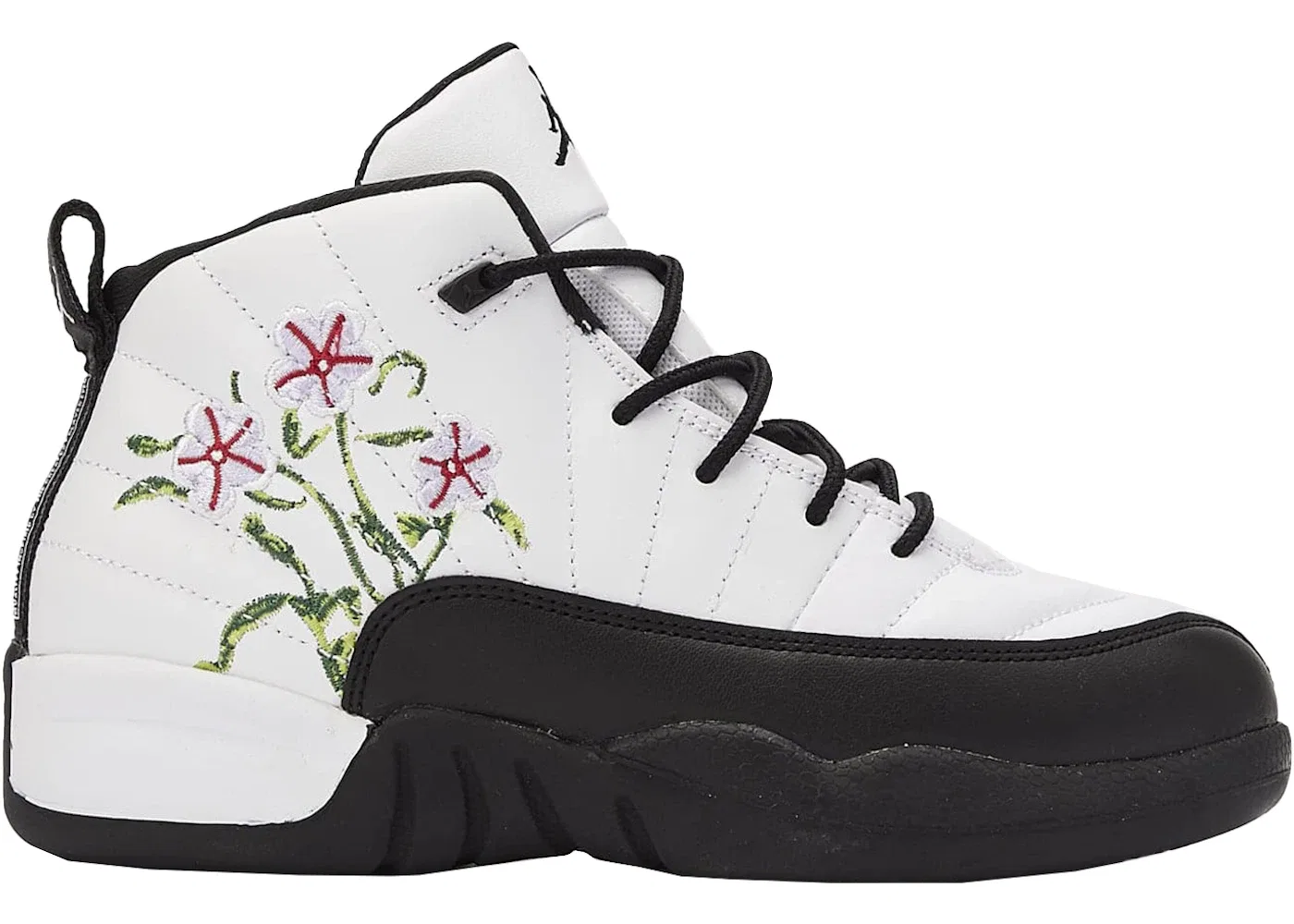 Детские кроссовки Lifestyle с принтом Jordan 12 Retro Jordan, White/Black/Vivid Green/Lavender Mist/Team Green/Gym Red