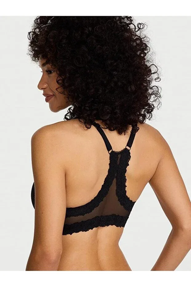 Женский бюстгальтер с кружевом Lightweight padding support racerback demi bra with lace Victoria'S Secret, Black — фото 2